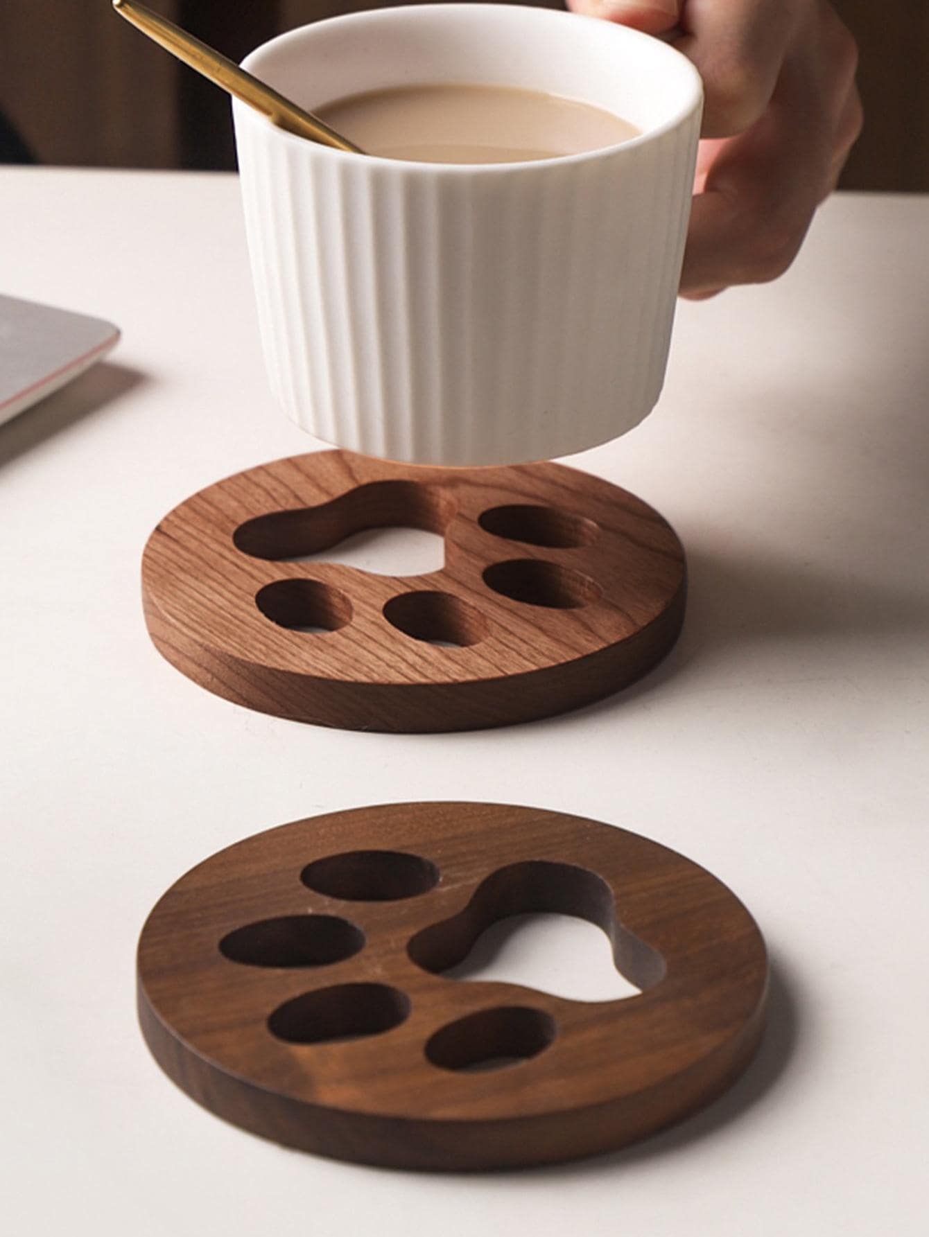 Paw Shape Wooden Tea Coaster | Walnut Wood | Corporate Gift