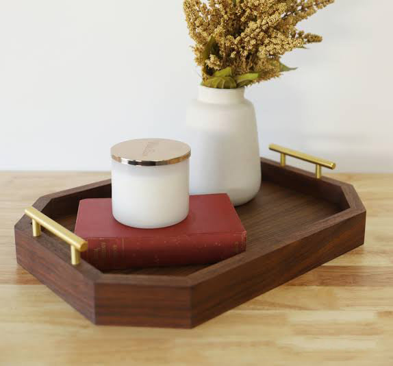 Decorative Minimal Ottoman Tray | Walnut Wood