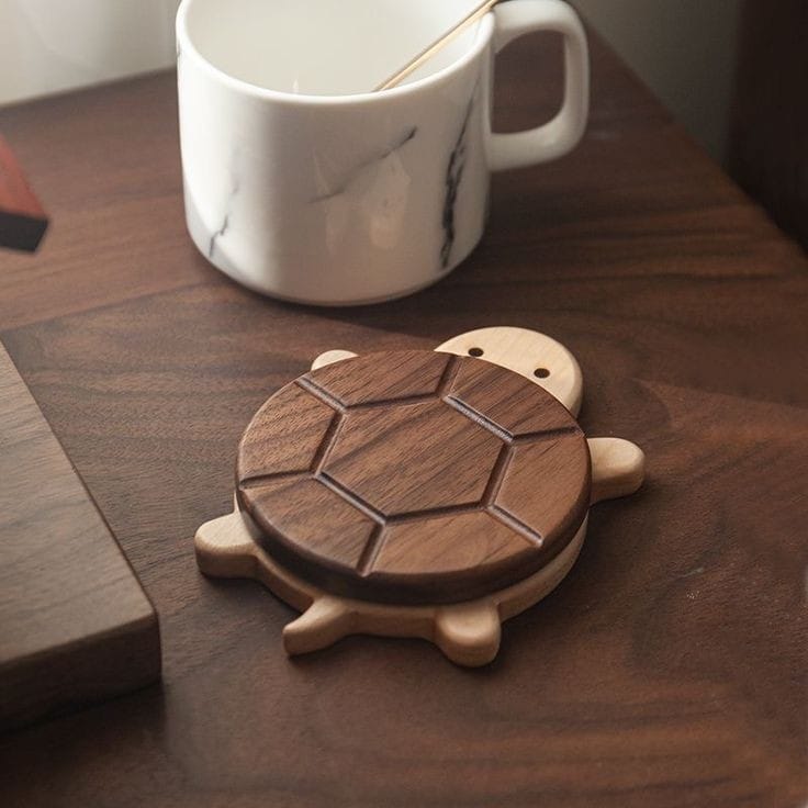 Turtle Shaped Wooden Coaster Set | Mahogany & Ashwood