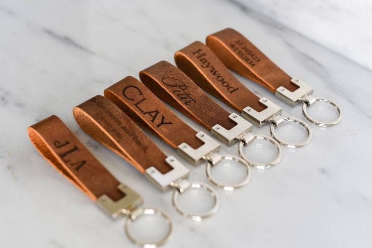 Custom Leather Keychain | Brown Leather