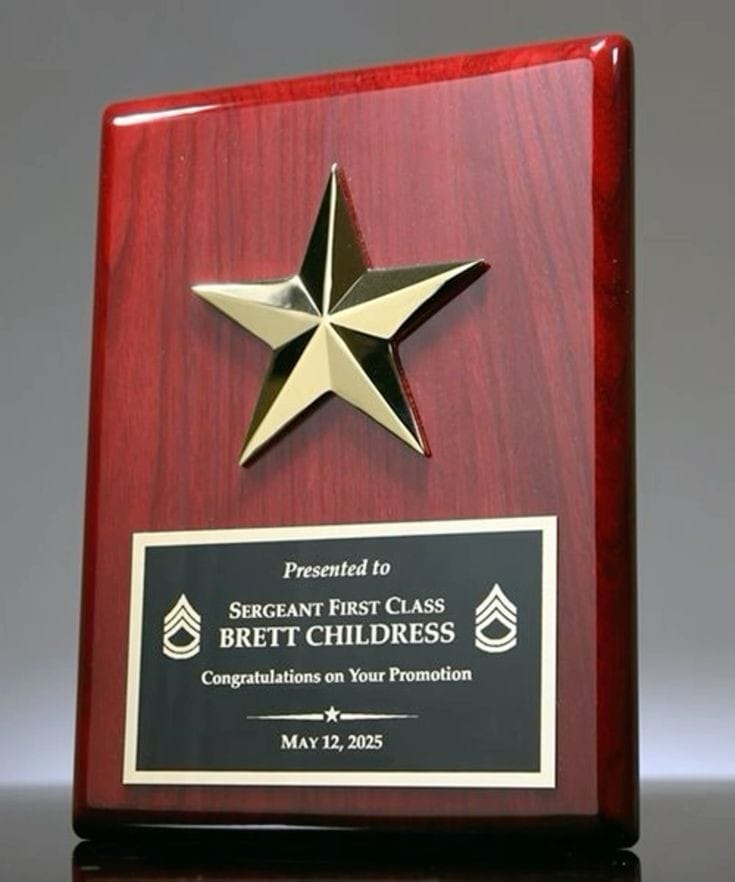Classic Star Award Plaque | Mahogany Wood