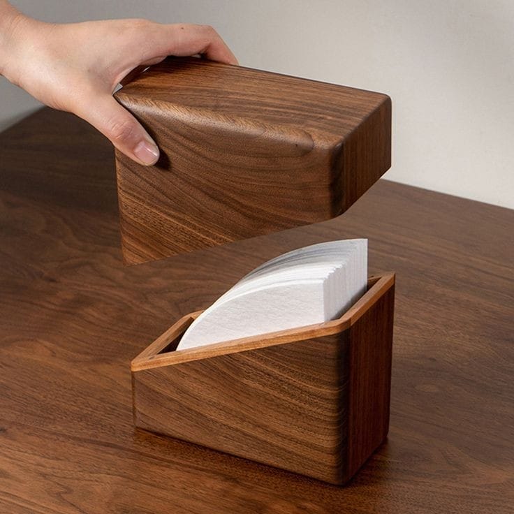 Smooth Edged Vertical Tissue Box | Walnut Wood